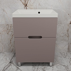 Style Line Тумба с кварцевой раковиной жасмин Матис 60 тауп темный – фотография-2